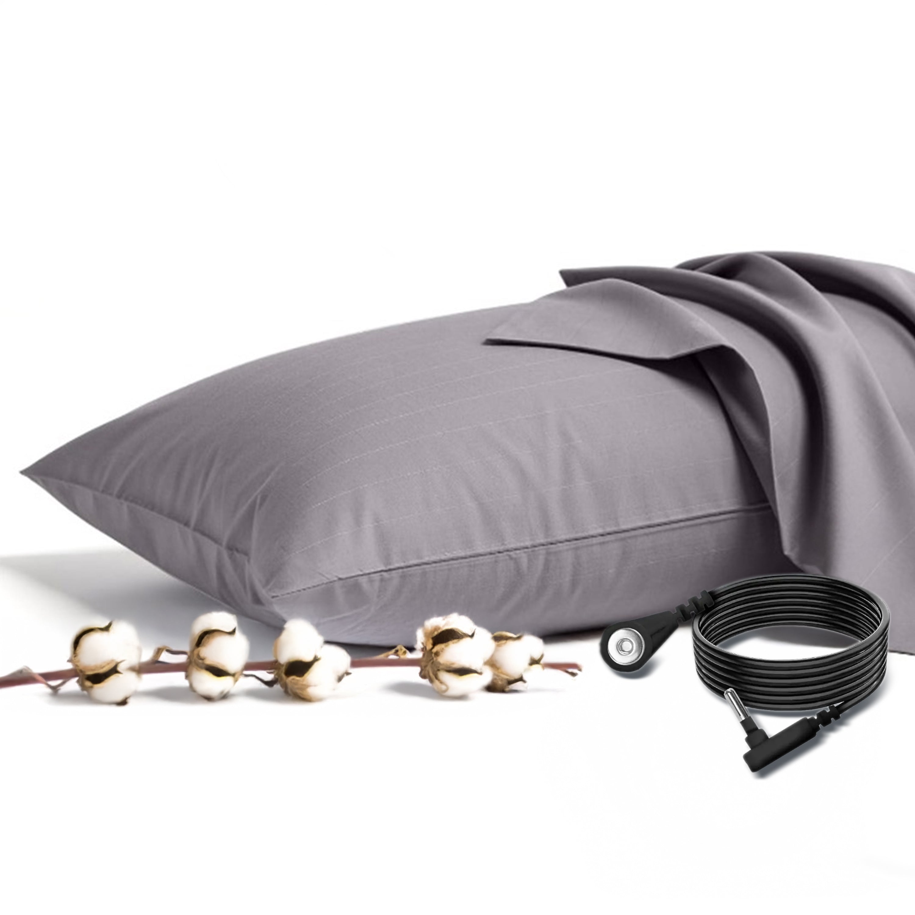 soft, comfortable earthing pillowcase with grounding cord