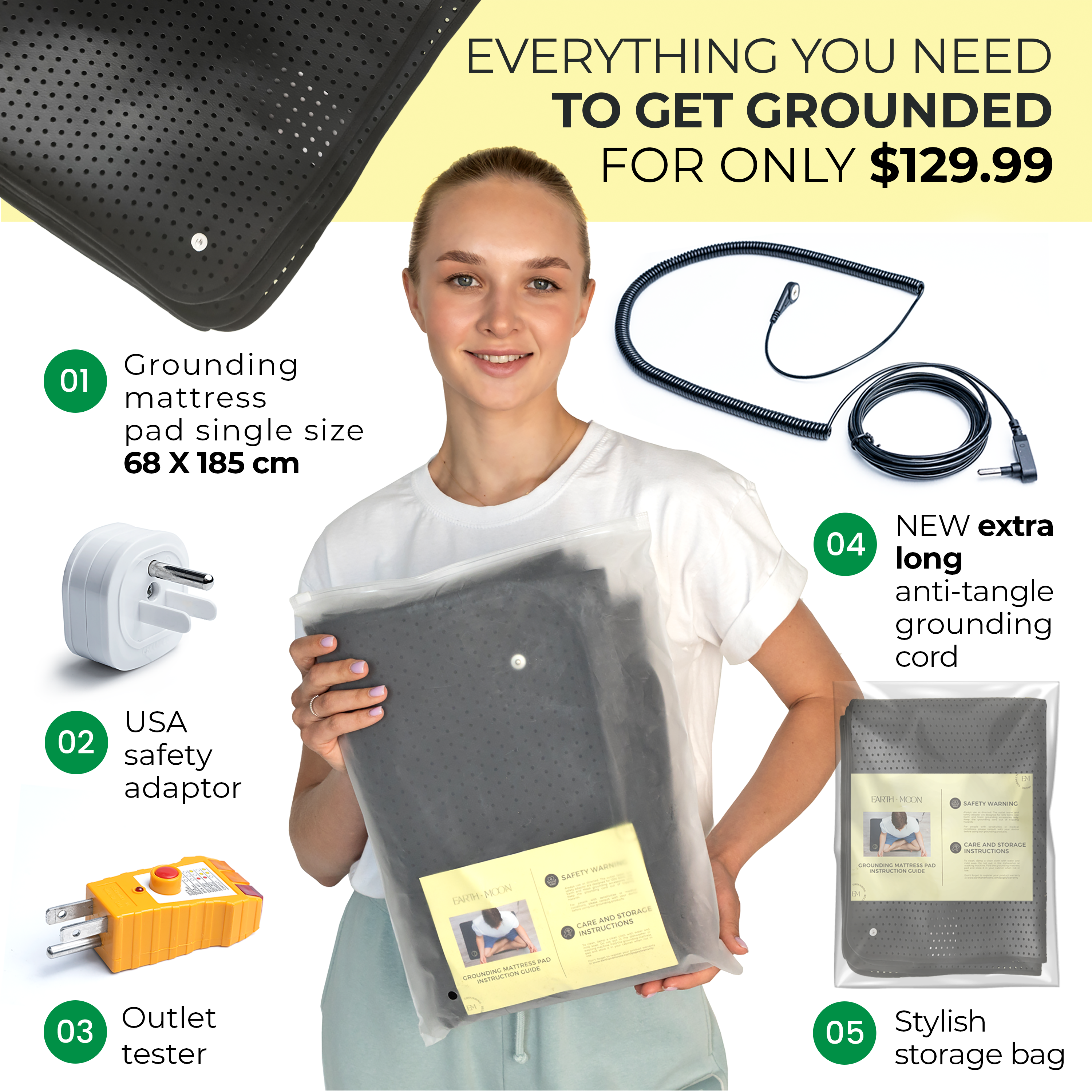 grounding mat bed single with accessories